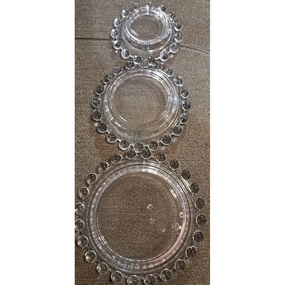 Vtg Candlewick Staggered Sized Saucers/Ashtrays Lot‎ Of 3 EUC